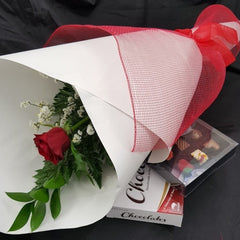 Single Rose with Chocolates